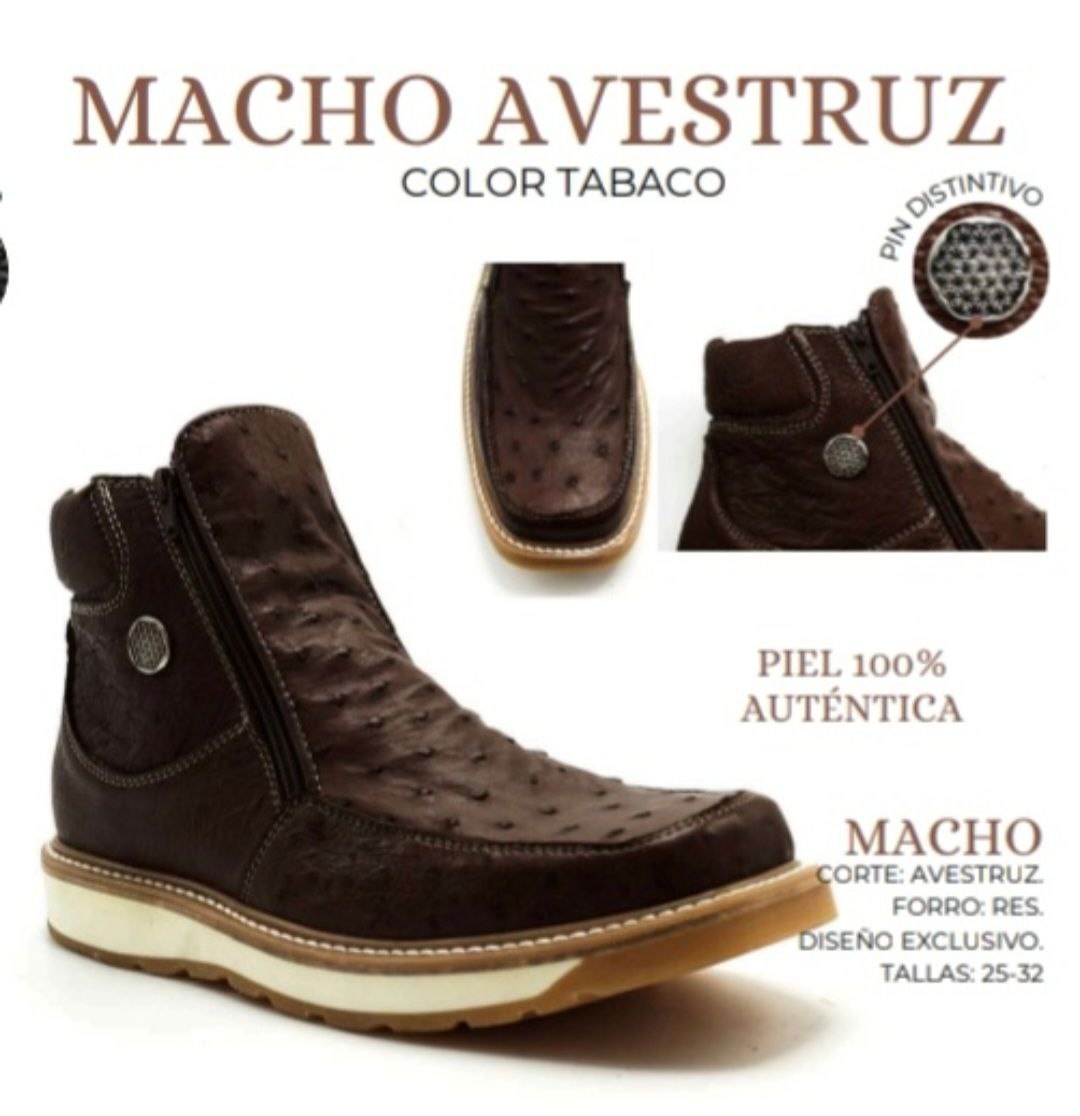 botin de avestruz estilo macho