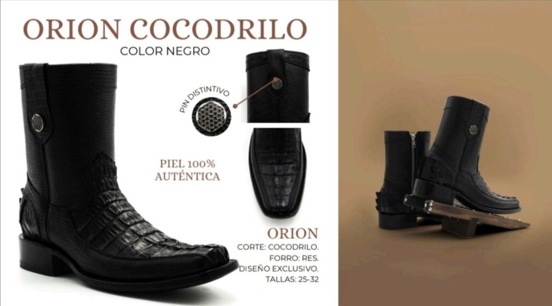 bota corta de piel de cola cocodrilo