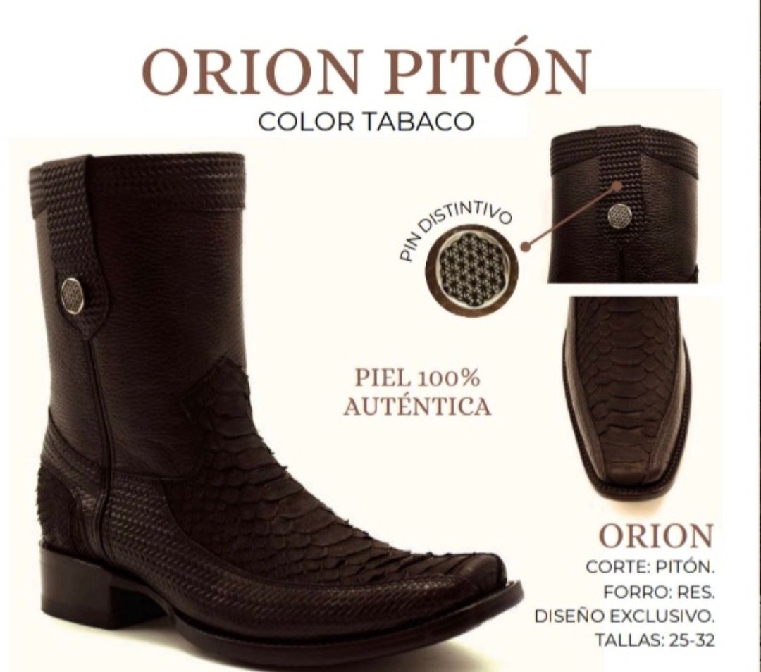 bota de piel de pitón Orion