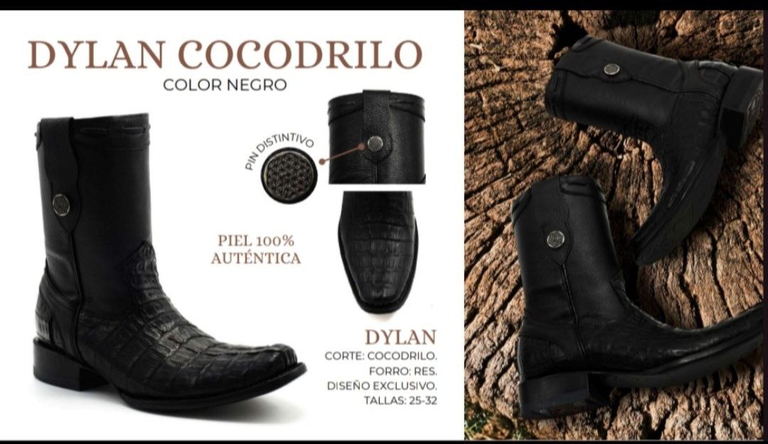 bota corta de piel de cola cocodrilo